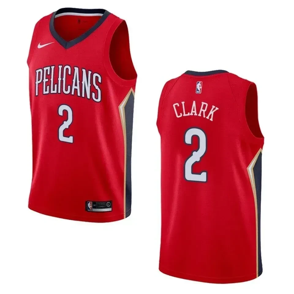 Men's New Orleans Pelicans 2 Ian Clark Statement Swingman Jersey - Red - JS318