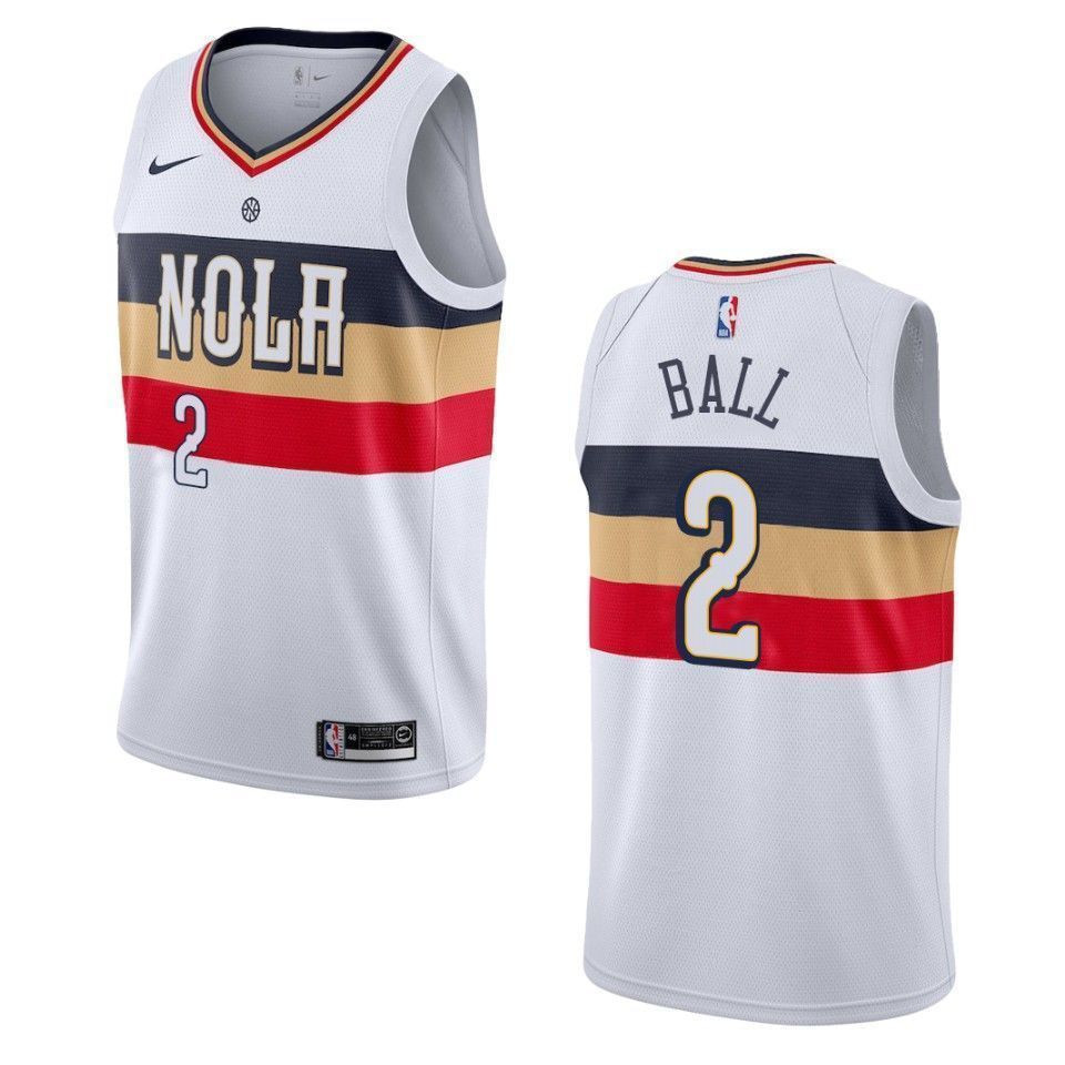 Men's New Orleans Pelicans 2 Lonzo Ball Earned Swingman Jersey - White - JS890