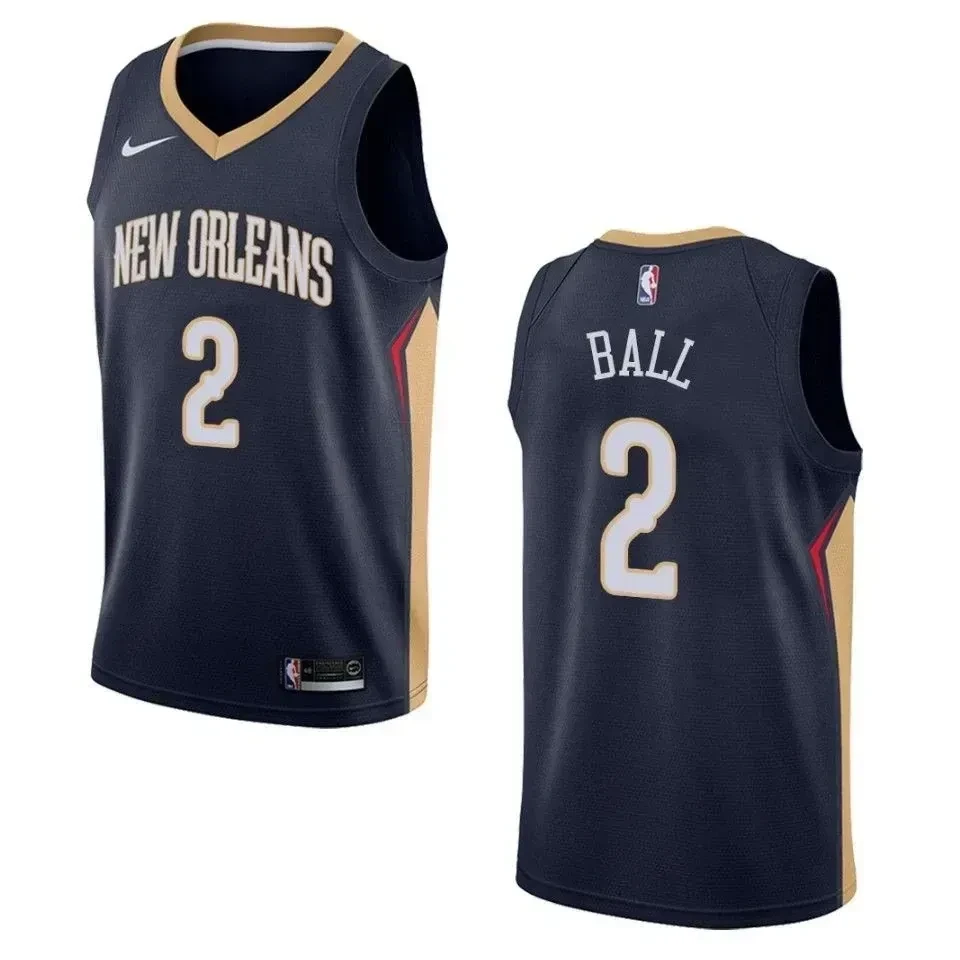 Men's New Orleans Pelicans 2 Lonzo Ball Icon Swingman Jersey - Navy - JS928