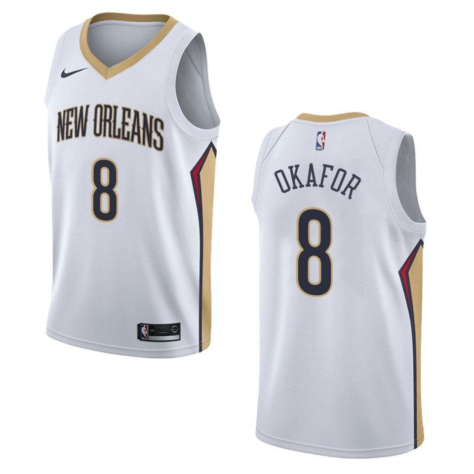 Men's New Orleans Pelicans 8 Jahlil Okafor Association Swingman Jersey - White - JS115
