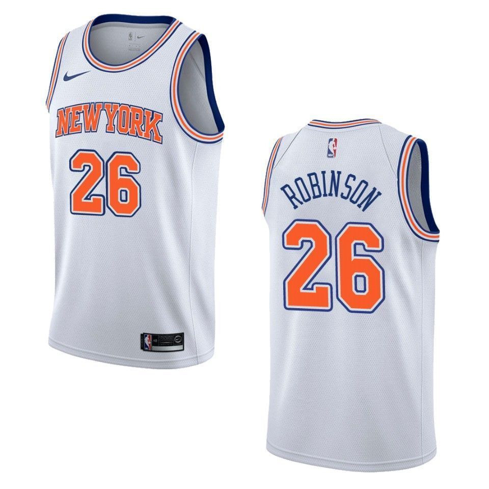 Men's New York Knicks 26 Mitchell Robinson Statement Swingman Jersey - White - JS582
