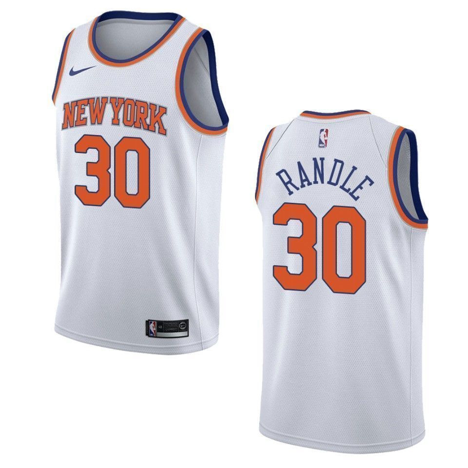 Men's New York Knicks 30 Julius Randle Association Swingman Jersey - White - JS773