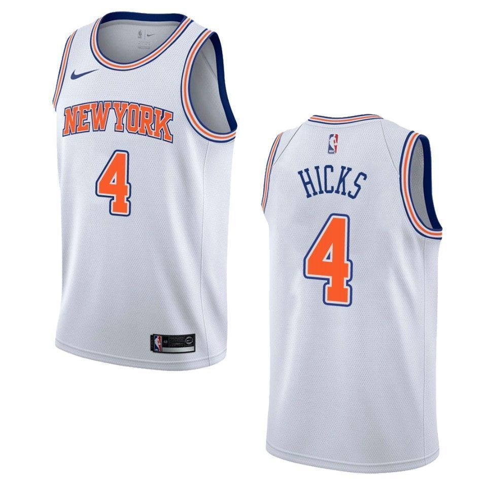 Men's New York Knicks 4 Isaiah Hicks Statement Swingman Jersey - White - JS129