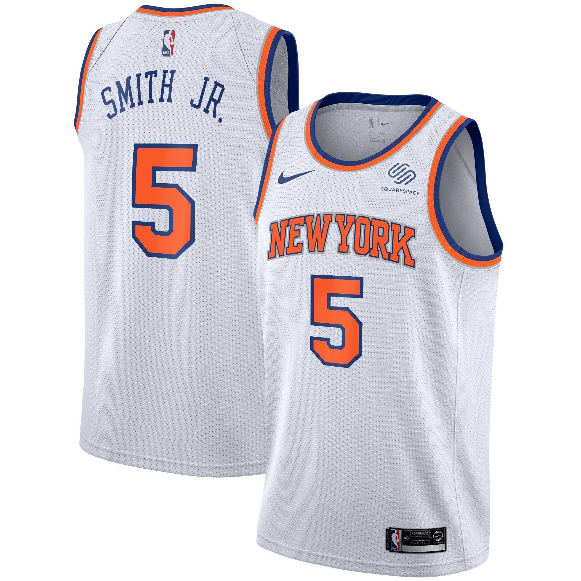 Men's New York Knicks 5 Dennis Smith Jr. Association Swingman Jersey - White - JS802