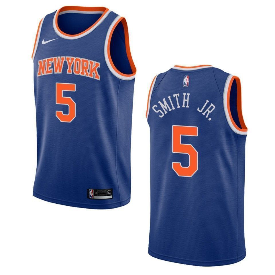 Men's New York Knicks 5 Dennis Smith Jr. Icon Swingman Jersey - Blue - JS959