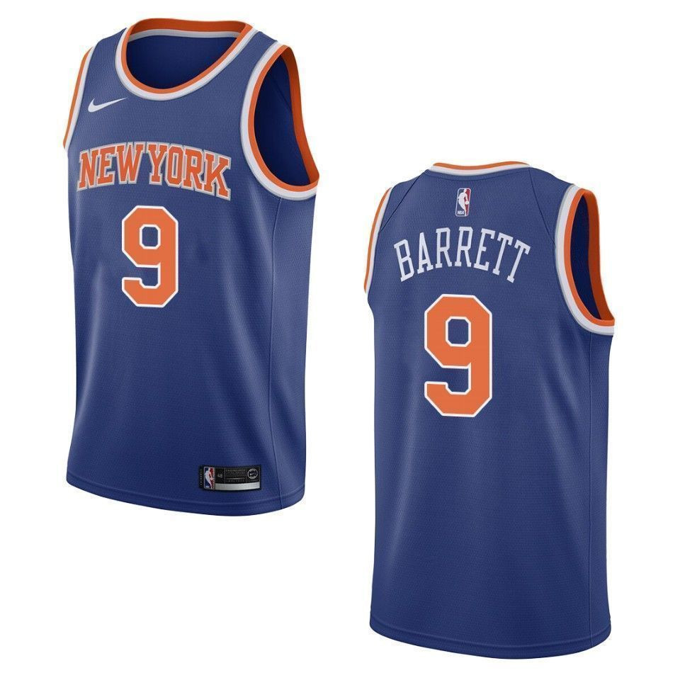 Men's New York Knicks 9 R.j. Barrett Icon Swingman Jersey - Royal - JS883