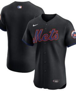 Men's New York Mets Black Alternate Vapor Premier Elite Patch Jersey