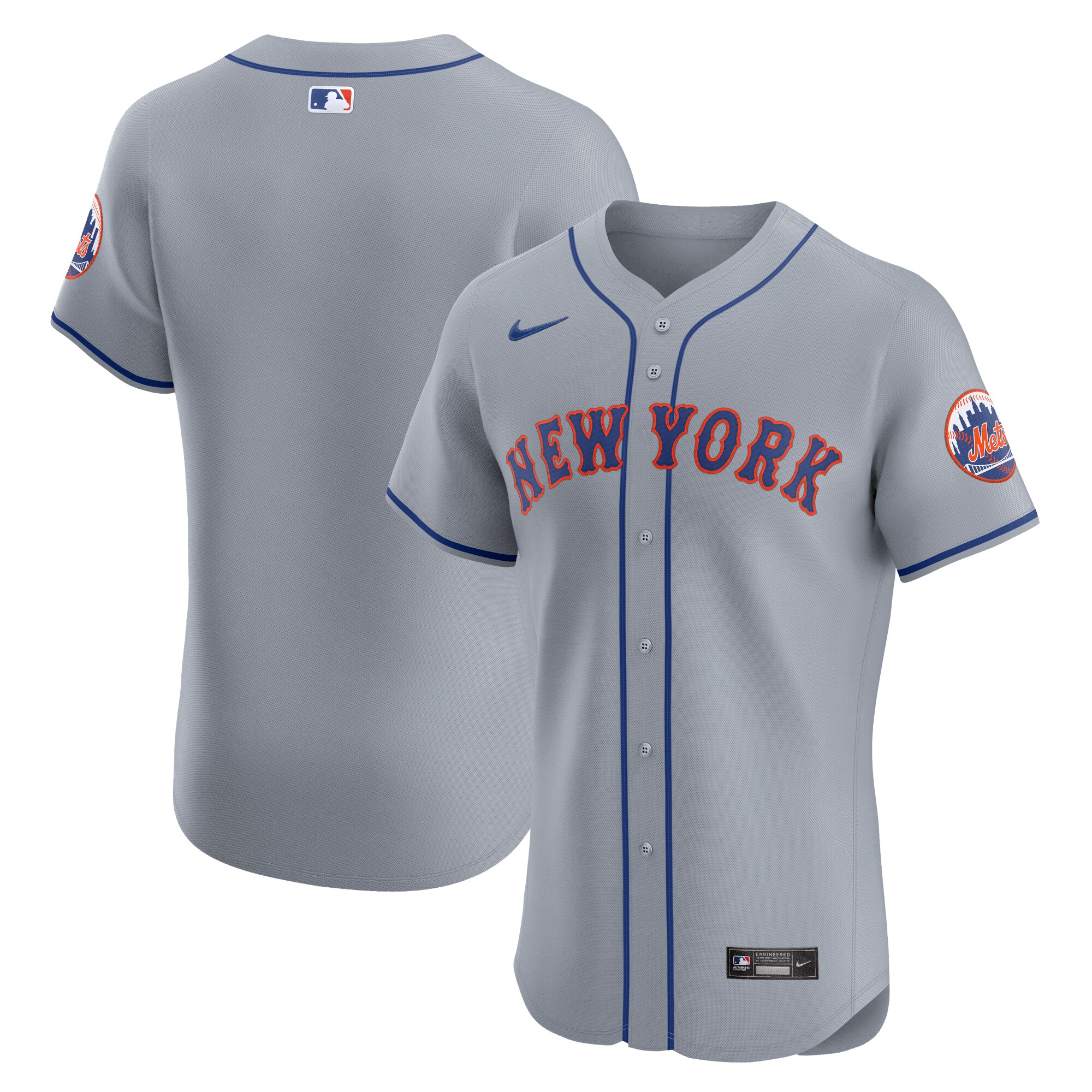 Men's New York Mets Gray Road Vapor Premier Elite Patch Jersey