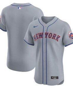 Men's New York Mets Gray Road Vapor Premier Elite Patch Jersey