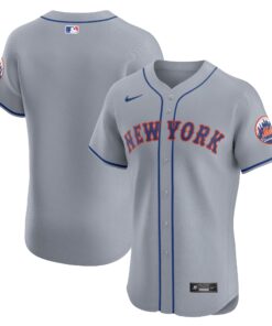 Men's New York Mets Gray Road Vapor Premier Elite Patch Jersey