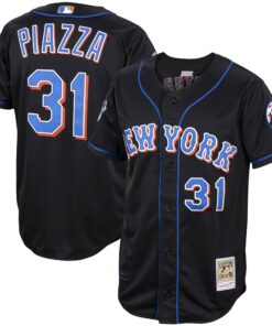 Men's New York Mets Mike Piazza Mitchell & Ness Black Alternate 2000 Cooperstown Collection Jersey