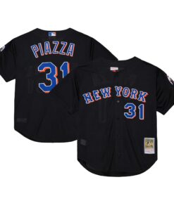 Men's New York Mets Mike Piazza Mitchell & Ness Black Cooperstown Collection 2000 Batting Practice Jersey