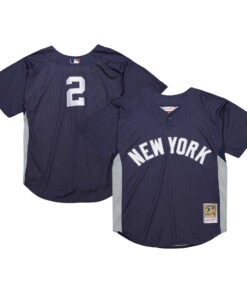 Men's New York Yankees Derek Jeter Mitchell & Ness Navy Cooperstown Collection Batting Practice Jersey