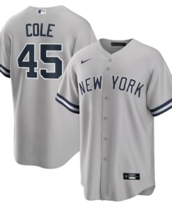 Men's New York Yankees Gerrit Cole Gray Road Player Name Jersey