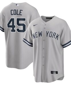 Men's New York Yankees Gerrit Cole Gray Road Player Name Jersey