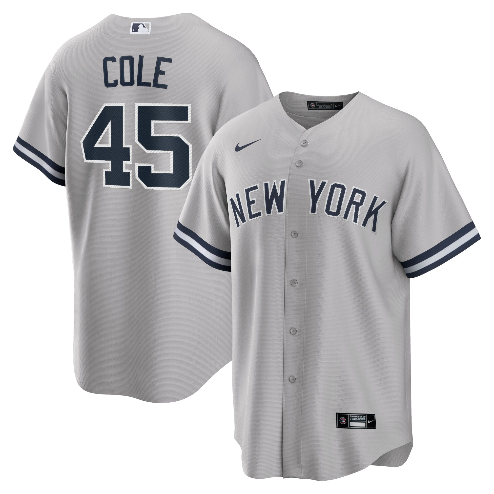 Men's New York Yankees Gerrit Cole Gray Road Player Name Jersey