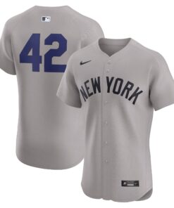 Men's New York Yankees Gray Road 2024 Jackie Robinson Day Elite Jersey
