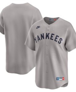 Men's New York Yankees Gray Throwback Cooperstown Collection Limited Jersey