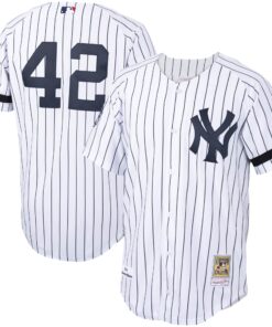 Men's New York Yankees Mariano Rivera Mitchell & Ness White/Navy Home 2000 Cooperstown Collection Jersey