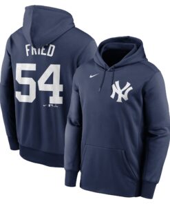 Men's New York Yankees Max Fried Navy Name & Number Pullover Hoodie