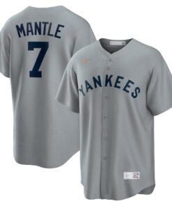 Men's New York Yankees Mickey Mantle Gray Road Cooperstown Collection Player Jersey