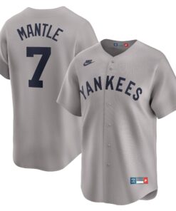 Men's New York Yankees Mickey Mantle Gray Throwback Cooperstown Collection Limited Jersey