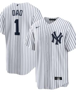 Men's New York Yankees White #1 Dad Home Jersey