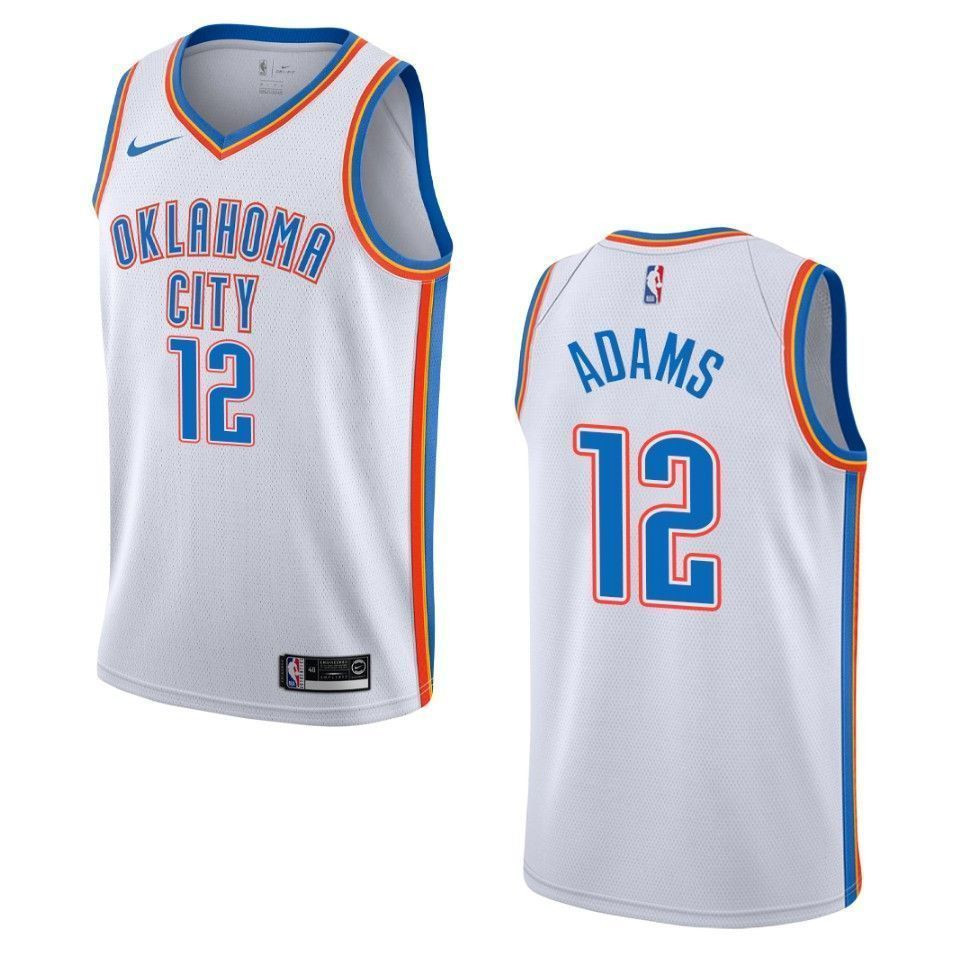 Men's Oklahoma City Thunder 12 Steven Adams Association Swingman Jersey - White - JS189