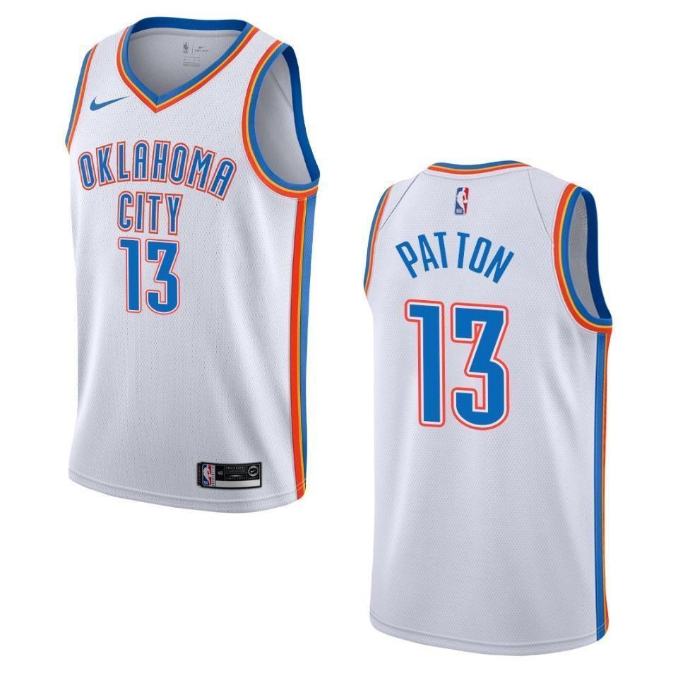 Men's Oklahoma City Thunder 13 Justin Patton Association Swingman Jersey - White - JS902
