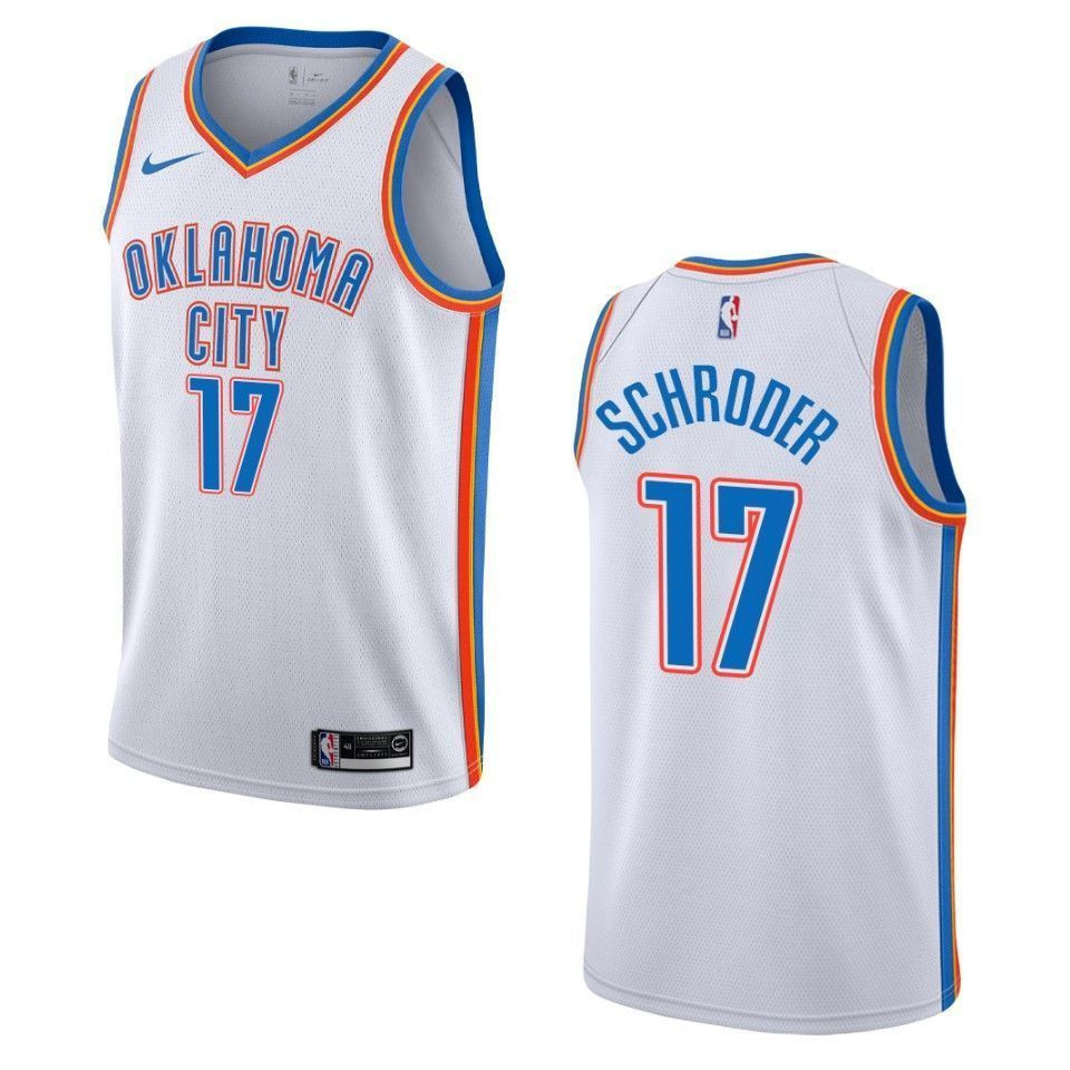 Men's Oklahoma City Thunder 17 Dennis Schroder Association Swingman Jersey - White - JS364