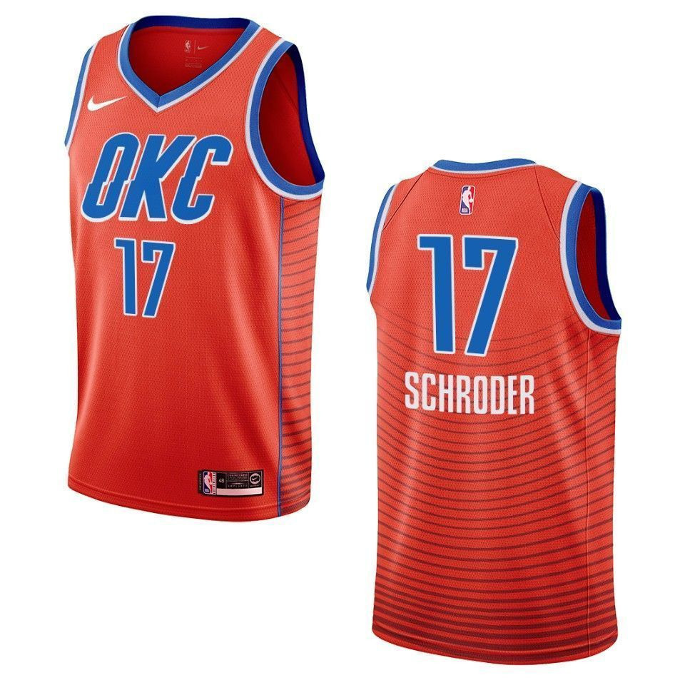 Men's Oklahoma City Thunder 17 Dennis Schroder Statement Swingman Jersey - Orange - JS275