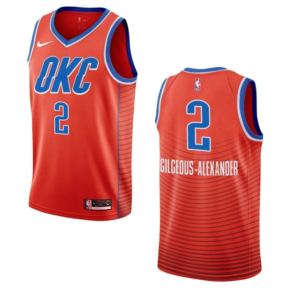 Men's Oklahoma City Thunder 2 Shai Gilgeous-alexander Statement Swingman Jersey - Orange - JS880