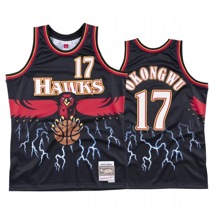 Men's Onyeka Okongwu 17 Atlanta Hawks Black Lightning Jersey - JS702