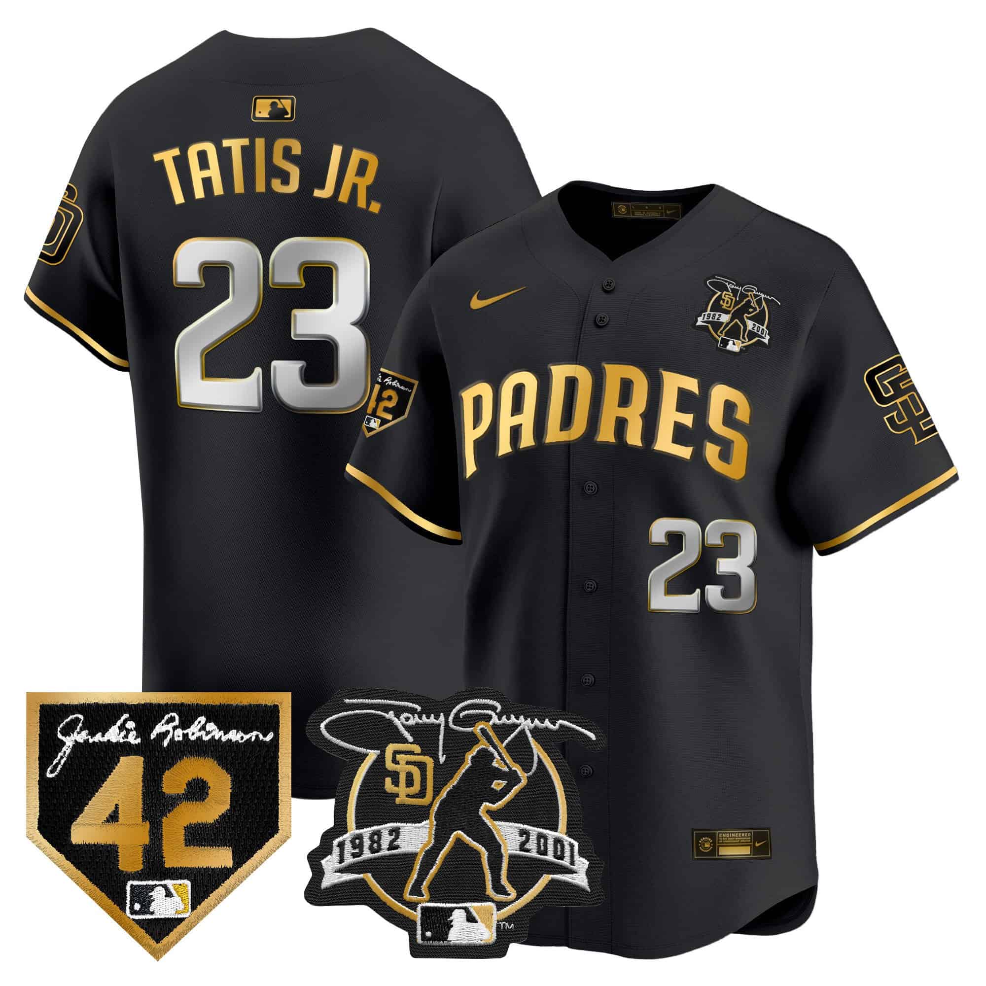 Men's Padres 2024 Tony Gwynn & Robinson Patch Vapor Premier Limited Jersey â€“ All Stitched - Jersey AZ