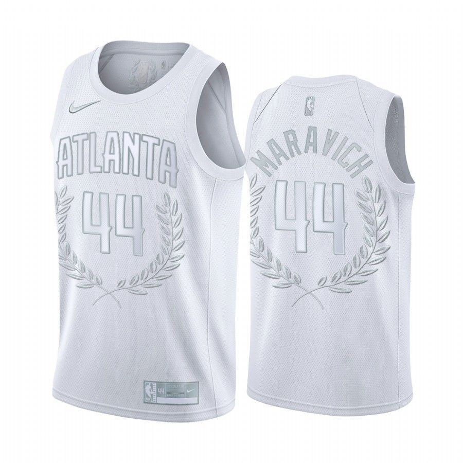 Men's Pete Maravich 44 Atlanta Hawks White Retired Number Jersey - JS906