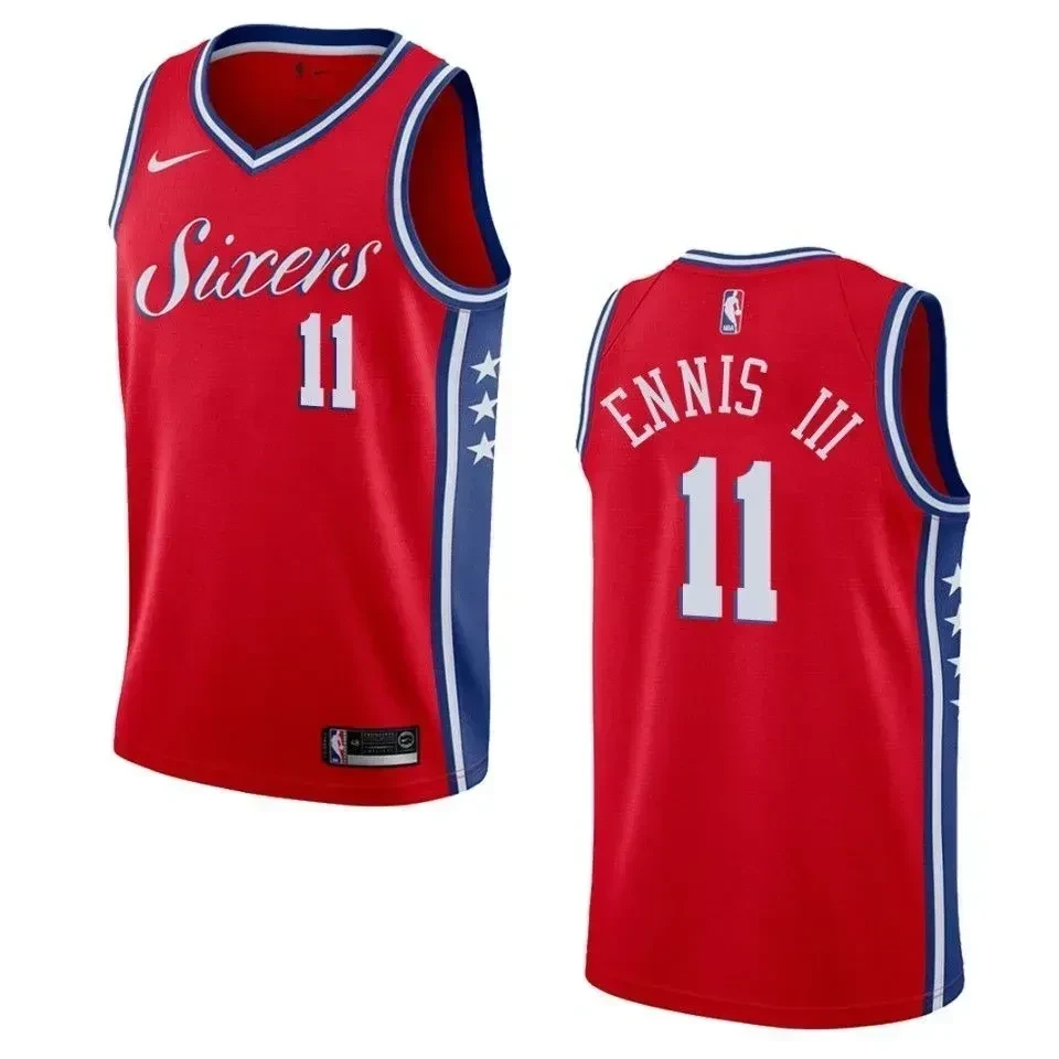 Men's Philadelphia 76ers 11 James Ennis Iii Statement Swingman Jersey - Red - JS895
