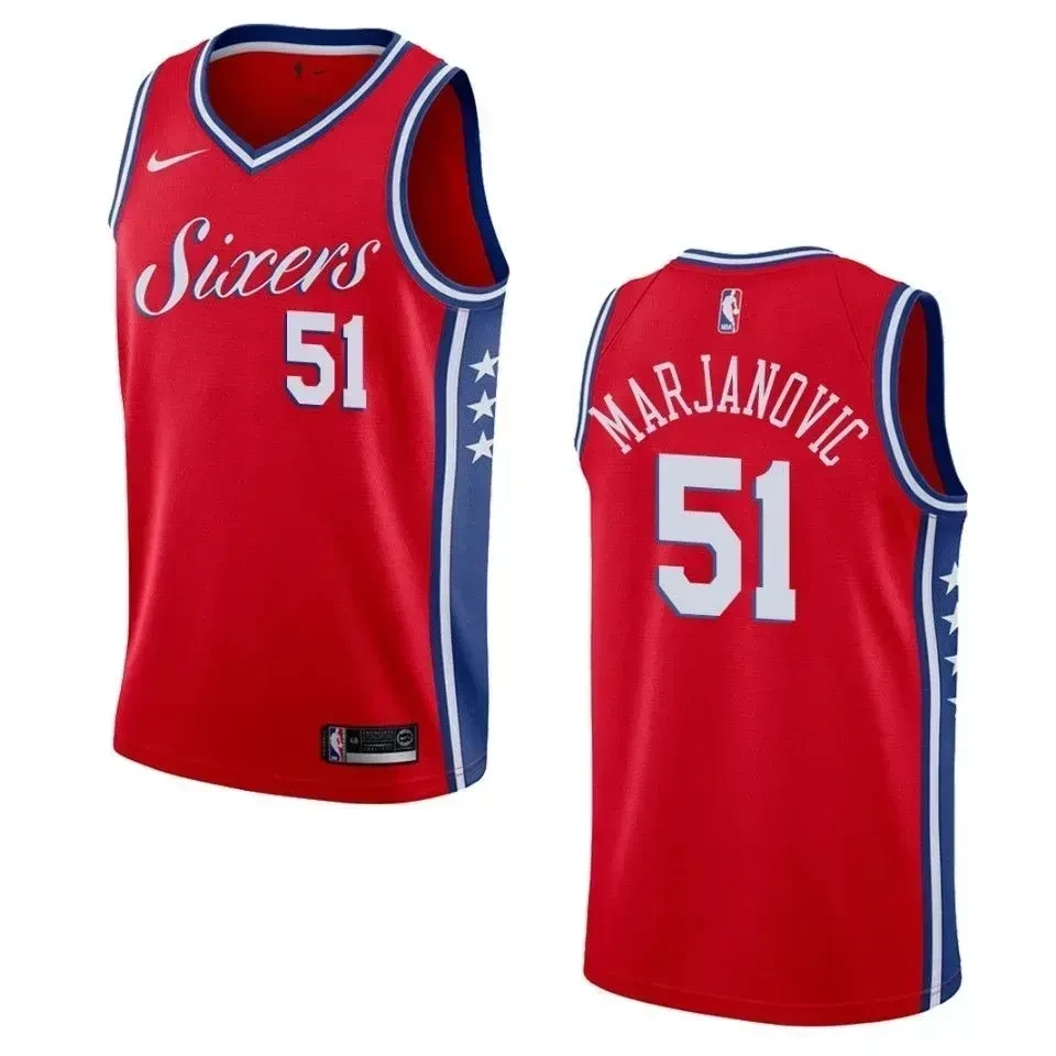 Men's Philadelphia 76ers 51 Boban Marjanovic Statement Swingman Jersey - Red - JS327