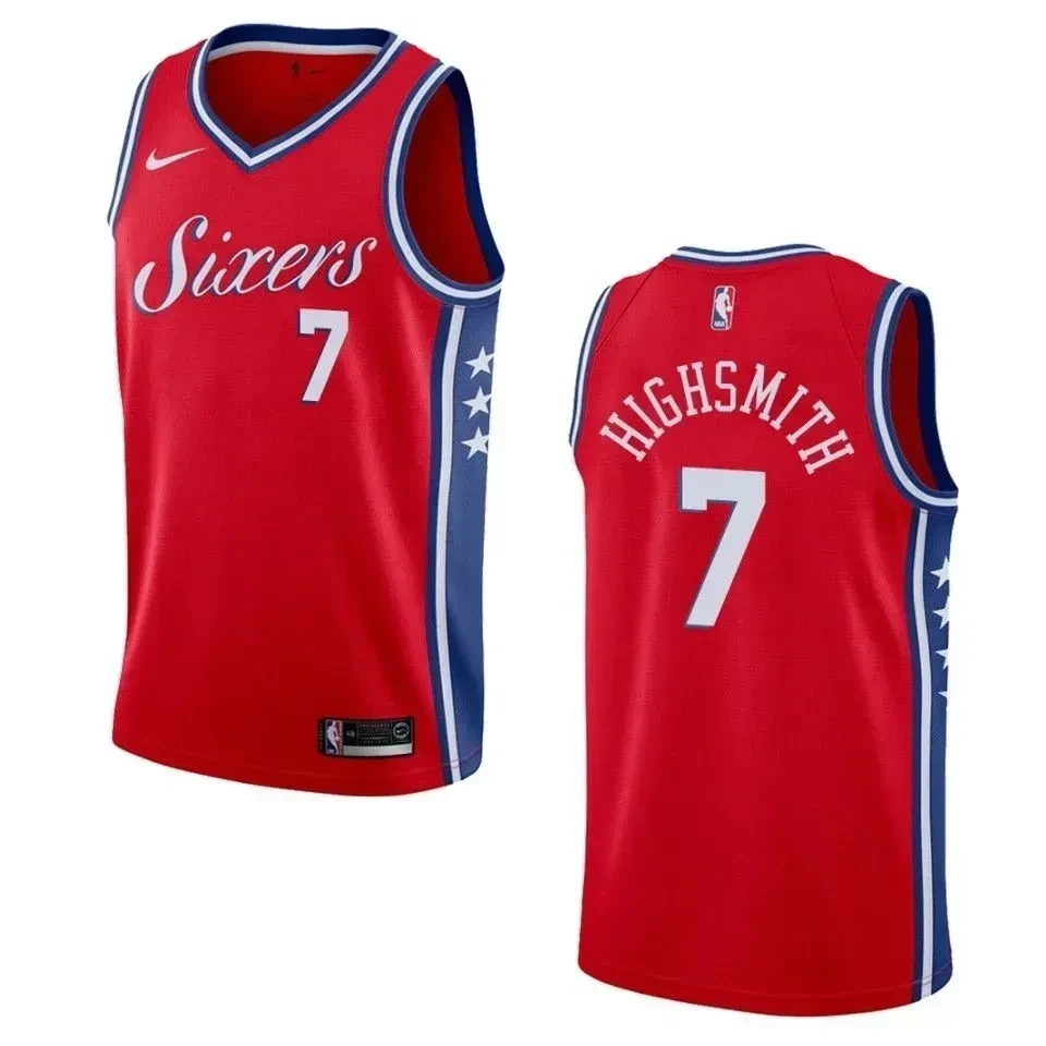 Men's Philadelphia 76ers 7 Haywood Highsmith Statement Swingman Jersey - Red - JS269