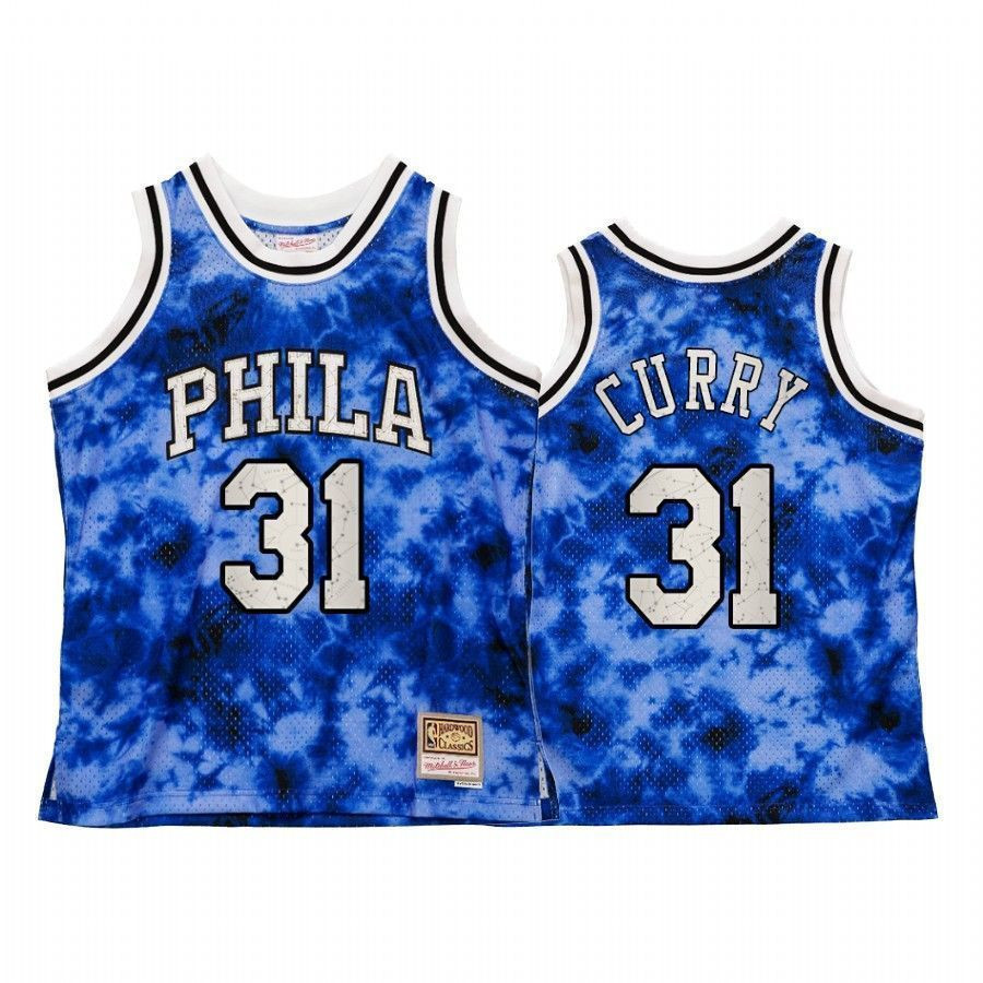 Men's Philadelphia 76ers Seth Curry Galaxy Constellation Jersey Royal Vintage - JS522