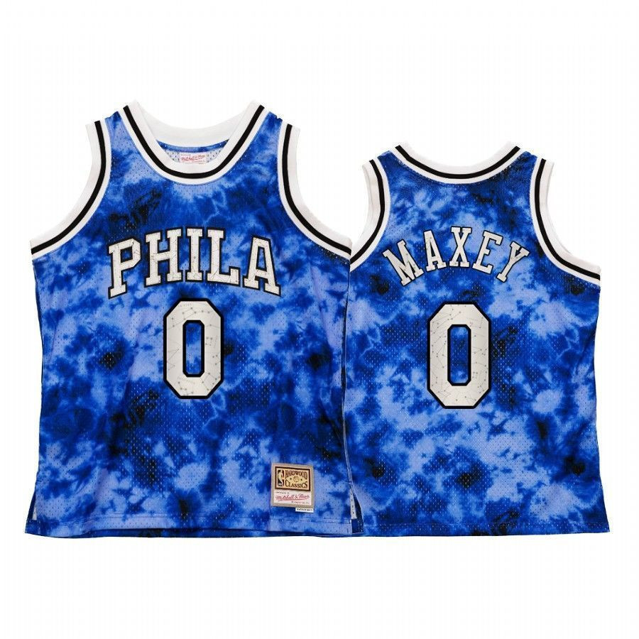 Men's Philadelphia 76ers Tyrese Maxey Galaxy Constellation Jersey Royal Vintage - JS234