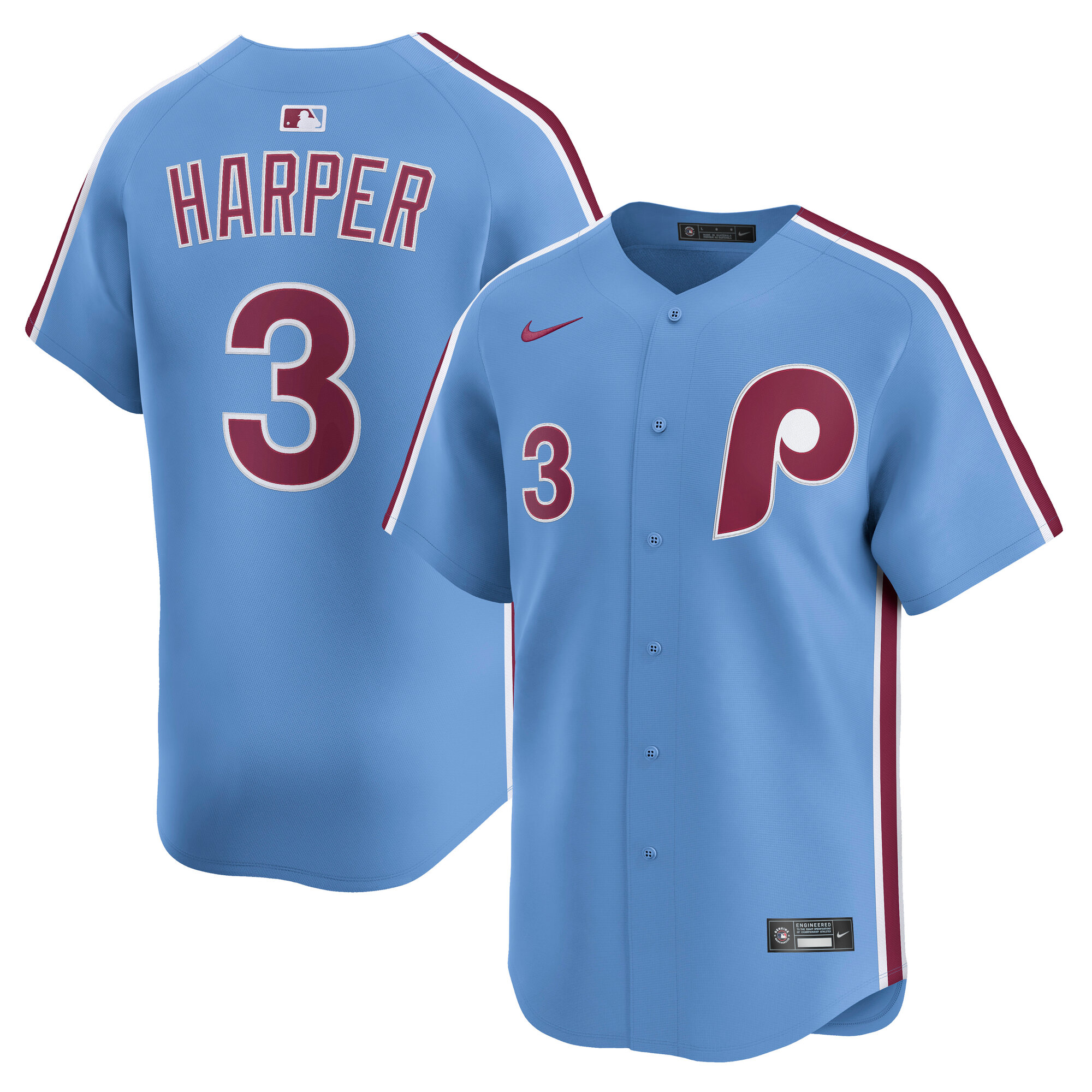 Men's Philadelphia Phillies Bryce Harper Light Blue Alternate Limited Player Jersey