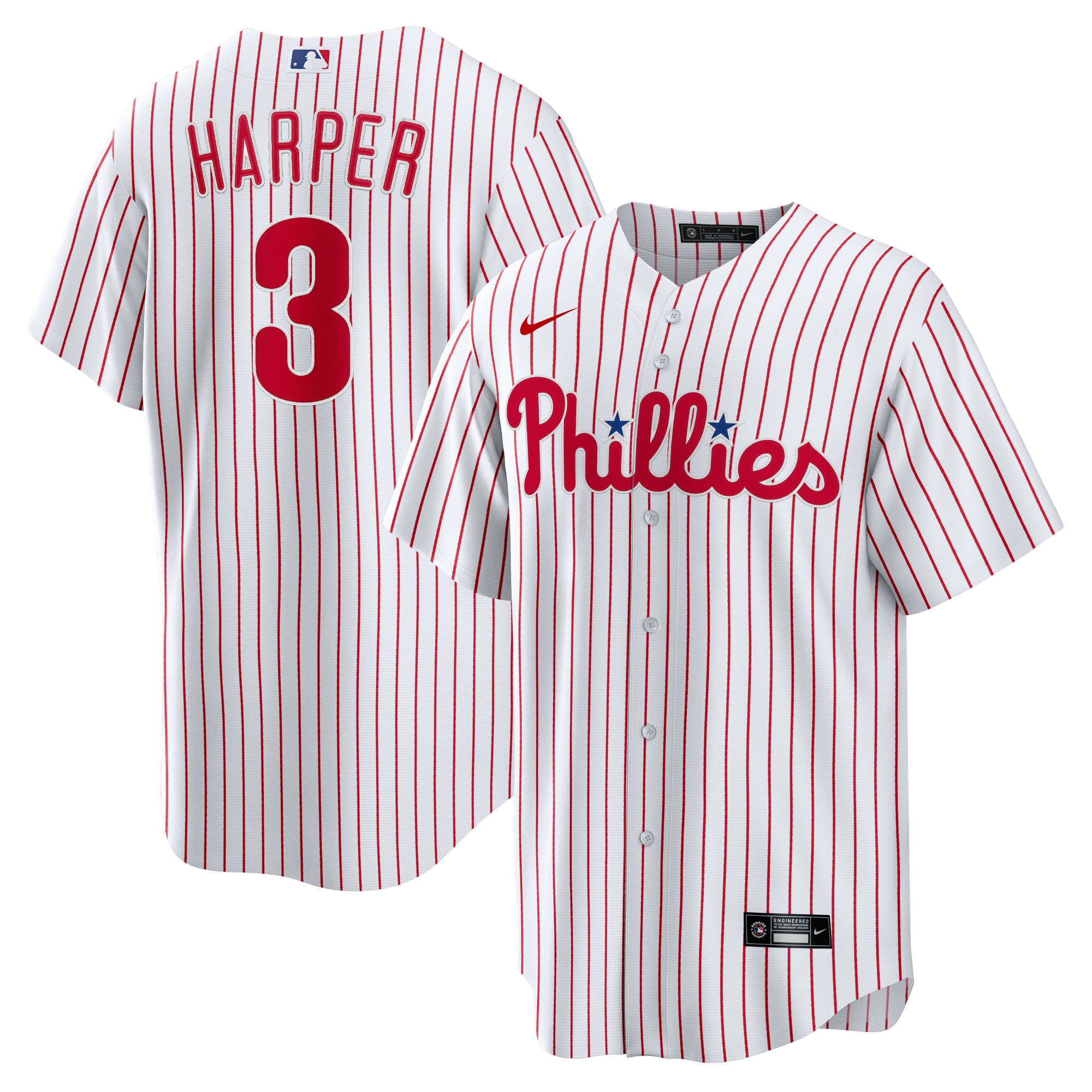 Men's Philadelphia Phillies Bryce Harper White Home Player Name Jersey