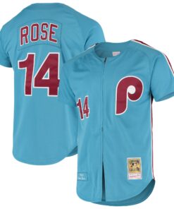 Men's Philadelphia Phillies Pete Rose Mitchell & Ness Light Blue Cooperstown Collection Jersey