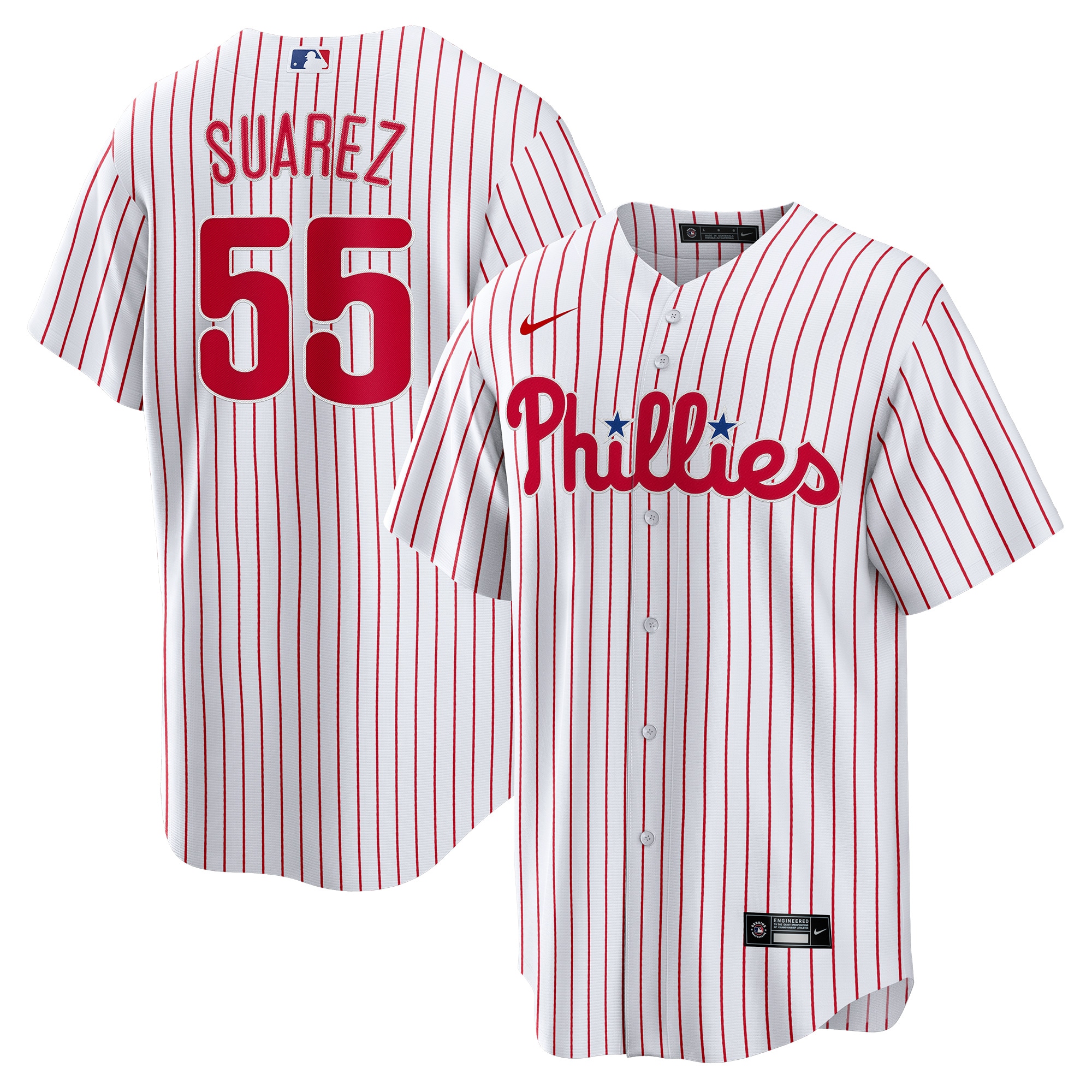 Men's Philadelphia Phillies Ranger SuÃ¡rez White Home Player Jersey