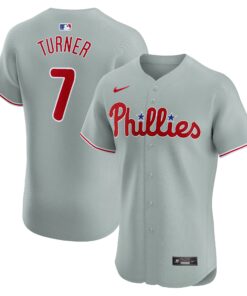 Men's Philadelphia Phillies Trea Turner Gray Road Elite Player Jersey