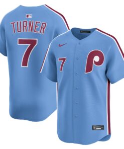 Men's Philadelphia Phillies Trea Turner Light Blue Alternate Limited Player Jersey