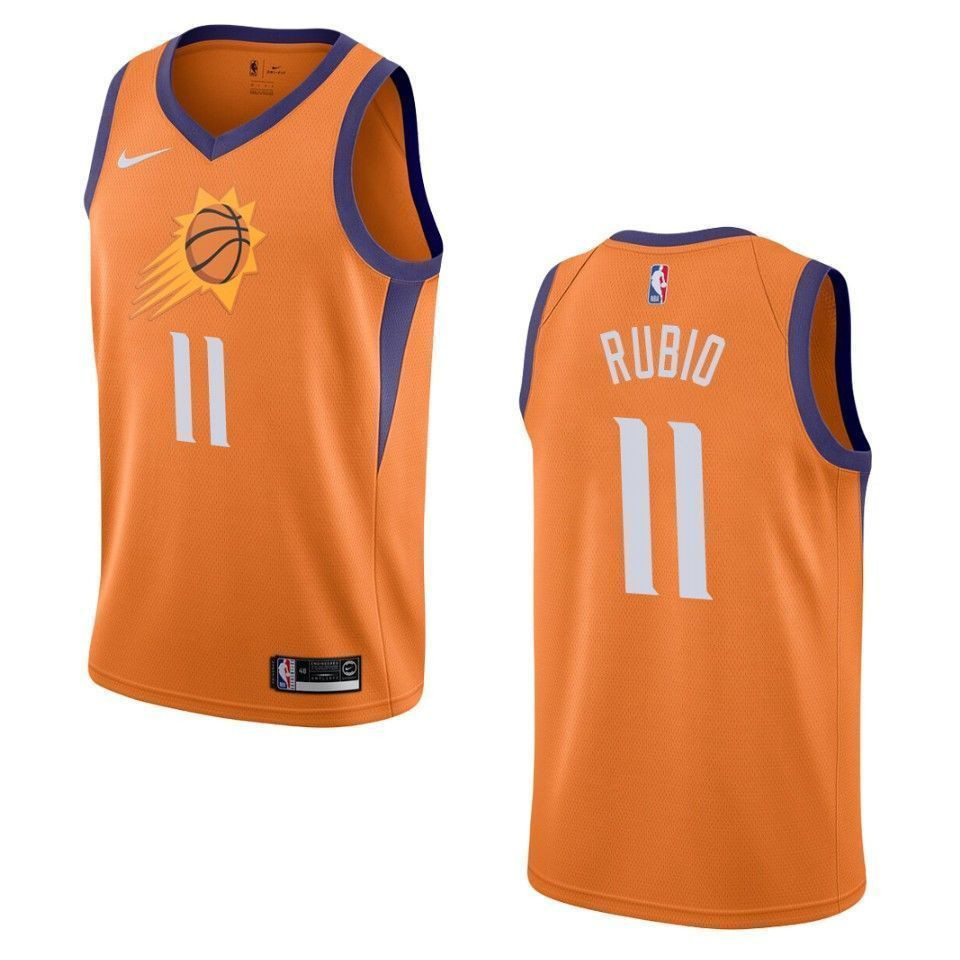 Men's Phoenix Suns 11 Ricky Rubio Statement Swingman Jersey - Orange - JS947
