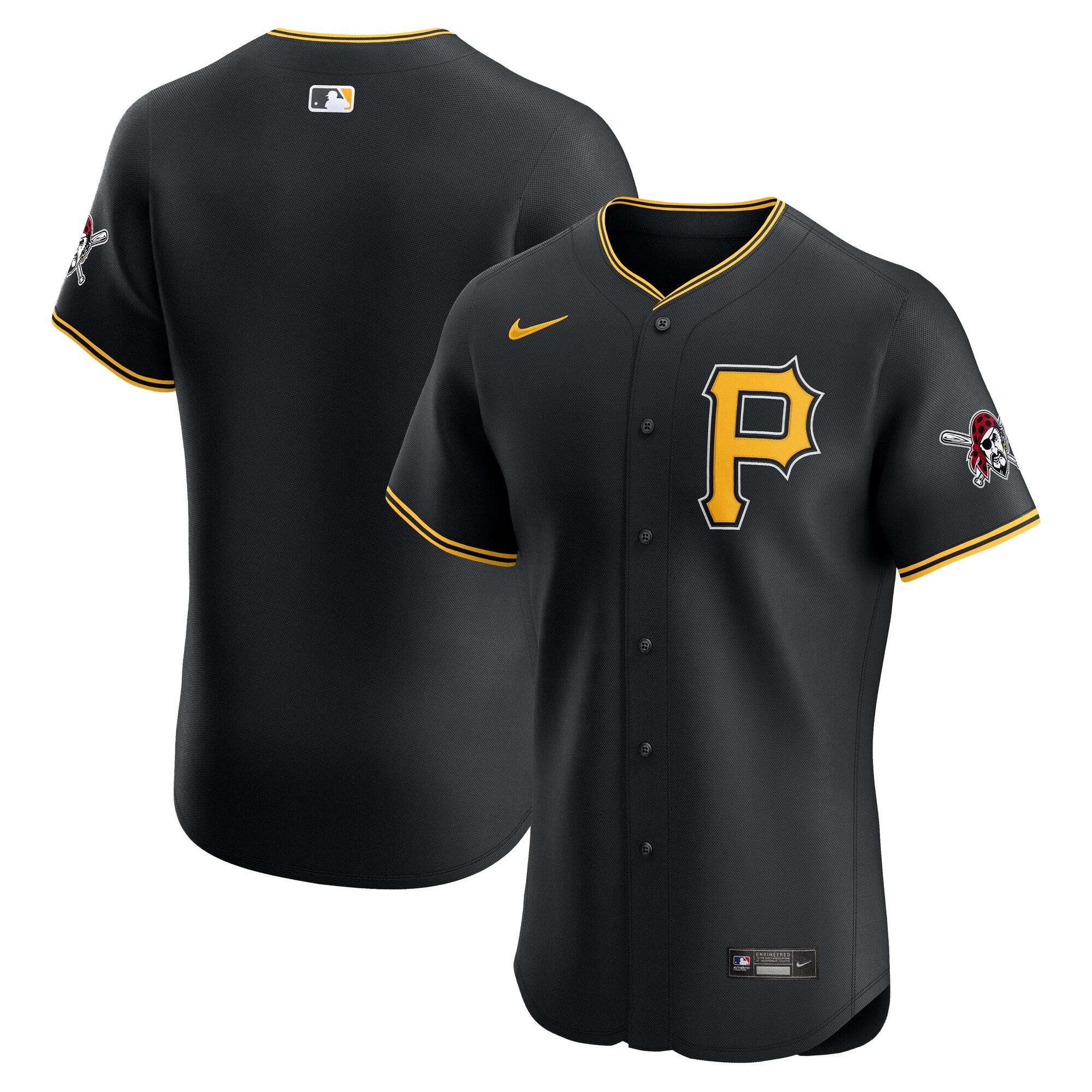 Men's Pittsburgh Pirates Black Alternate Vapor Premier Elite Patch Jersey