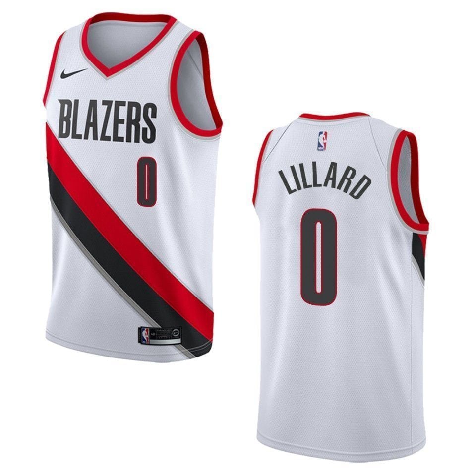 Men's Portland Trail Blazers 0 Damian Lillard Association Swingman Jersey - White - JS788