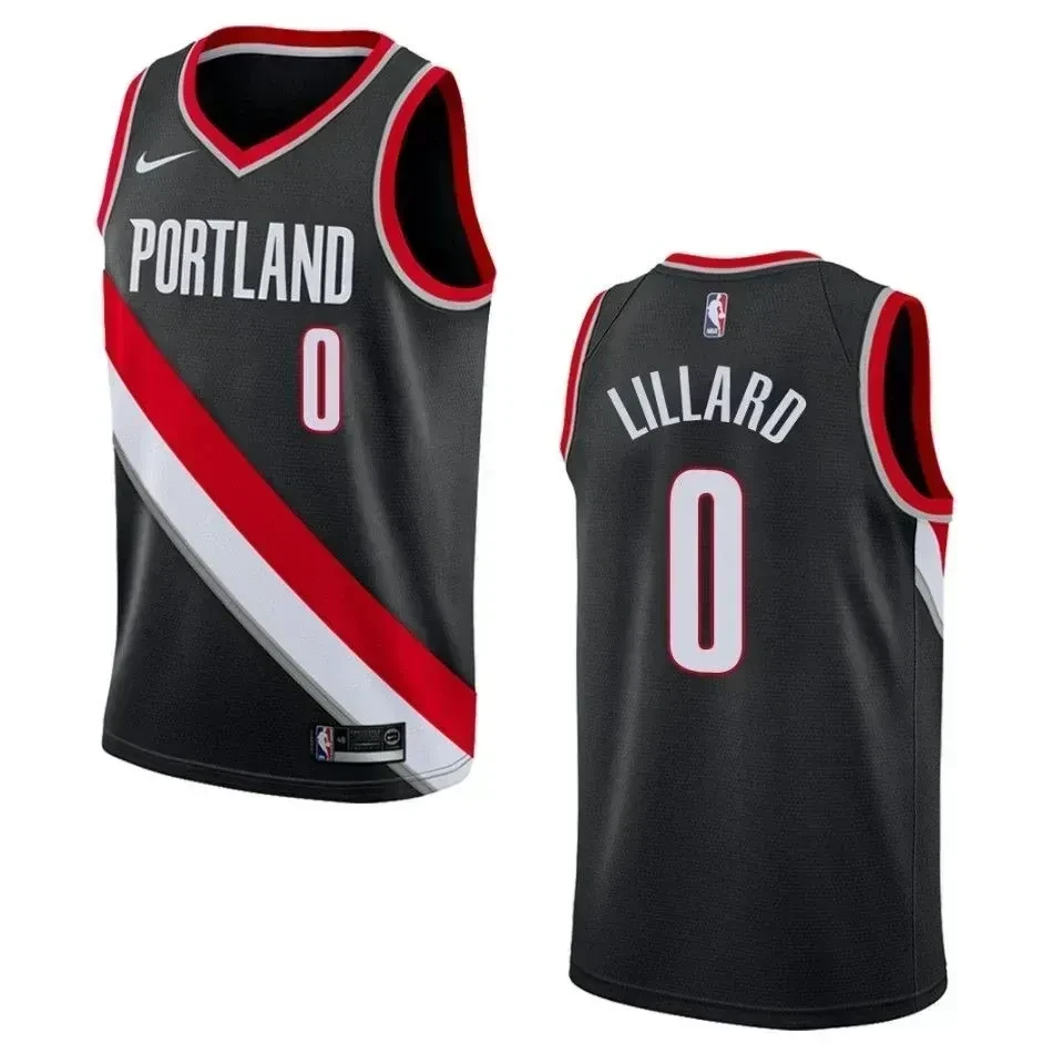 Men's Portland Trail Blazers 0 Damian Lillard Icon Swingman Jersey - Black - JS836